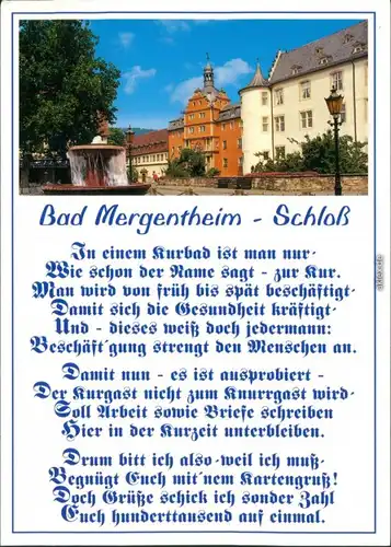 Ansichtskarte Bad Mergentheim Deutschordens-Schloss Spruchkarte 1995