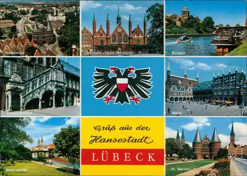Lübeck Holstentor, Heiligen-Geist-Hospital, Burgtor, Rathaustreppe, Markt 1995