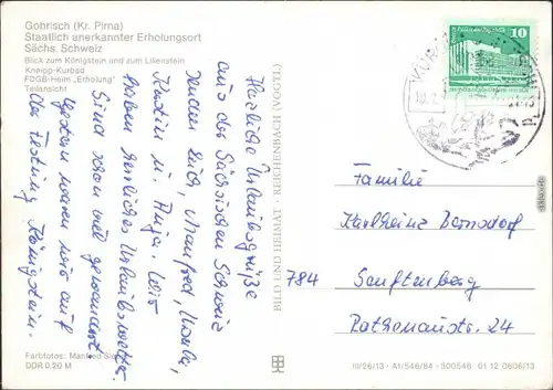 Gohrisch (Sächs. Schweiz)  Königstein  Kurbad, FDGB-Heim "Erholung 1983