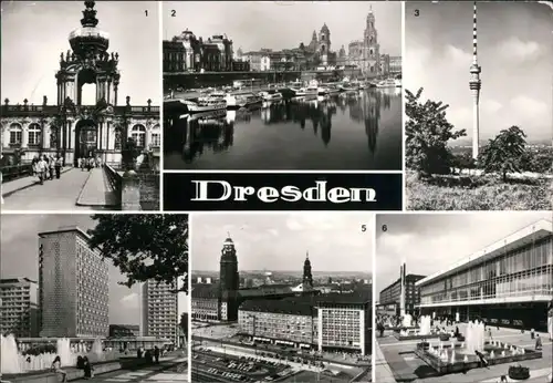 Dresden Zwinger, Terrassenufer, Fernsehturm, Prager Straße Kulturpalast 1980