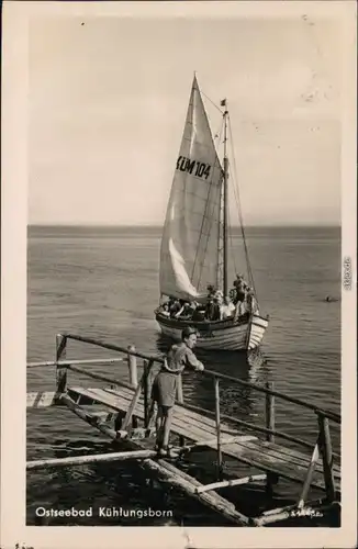 Ansichtskarte Kühlungsborn Bootssteg mit Segelboot 1955
