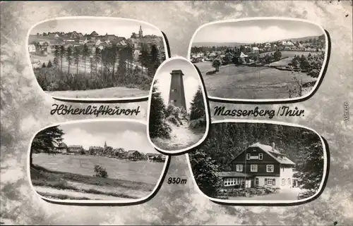 Ansichtskarte Masserberg Überblick, Aussichtsturm, Gasthof 1965