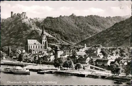 Ansichtskarte Schönburg (Saale) Burg Schönburg mit Kirche und Dampfer 1967
