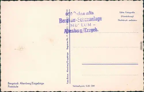 Ansichtskarte Altenberg (Erzgebirge) Postsäule 1963