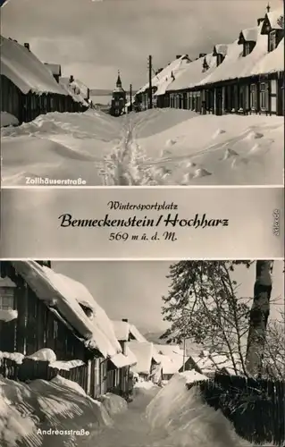 Ansichtskarte Benneckenstein Zollhäuser- und Andreasstraße im Winter 1962