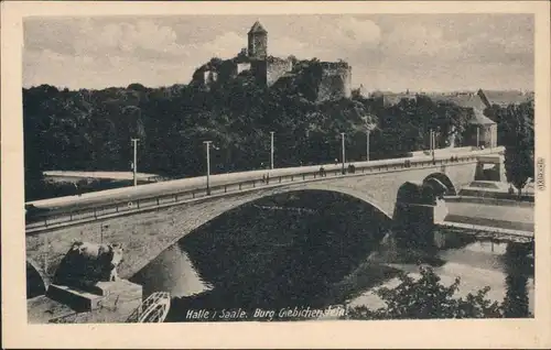 Giebichenstein Halle (Saale) Burg Giebichenstein Brücke im Vordergrund 1956