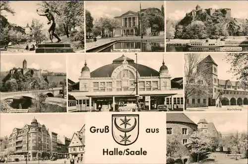 Halle (Saale) Hanse-Ring, Theater des Friedens, Giebichstein, Bahnhof  1958