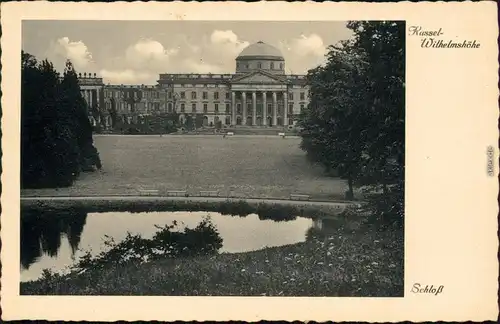Bad Wilhelmshöhe-Kassel Cassel Schloss mit Teich im Vordergrund 1940