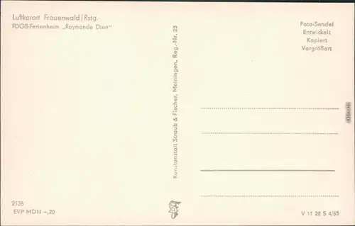 Ansichtskarte Frauenwald FDGB-Ferienheim Raymonde Dien 1965
