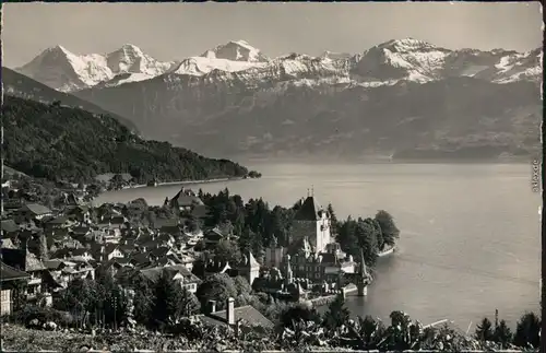 Oberhofen am Thunersee Die Stadt mit Thunersee und Bergmassiv 1949