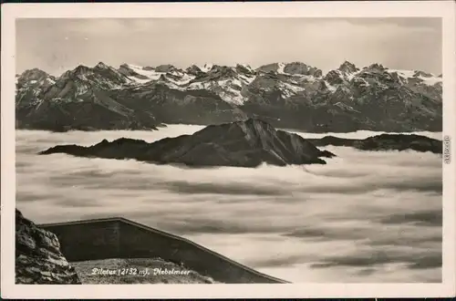 Ansichtskarte Luzern Lucerna Nebelmeer 1937