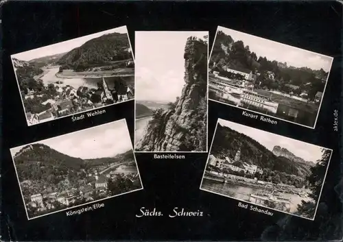 Bad Schandau Rathen, Königstein, Bad Schandau und der Basteinfelsen 1966