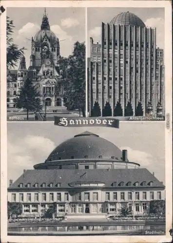Hannover Neues Rathaus, Hochhaus an der Gosariede, Stadthalle 1955