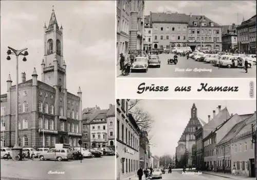 Ansichtskarte Kamenz Kamjenc Rathaus, Platz der Befreiung, Weststraße 1975