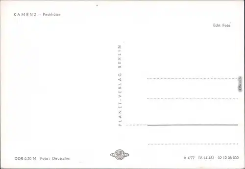 Ansichtskarte Kamenz Kamjenc Pechhütte 1983