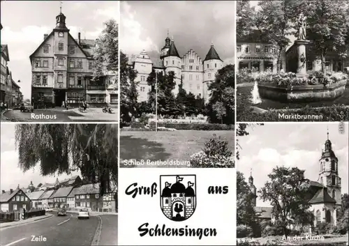 Schleusingen Rathaus, Schloß Bertholdsburg, Marktbrunnen 1978