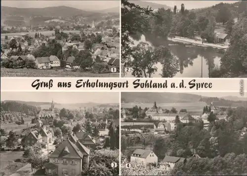 Sohland (Spree) Załom Teilansicht, Stausee mit Gondelanlage, Rathaus 1981