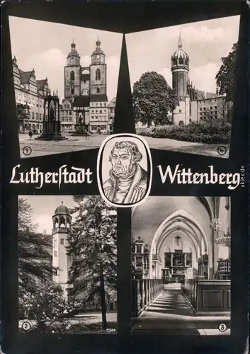 Wittenberg Marktplatz mit Stadtkirche, Lutherhaus, Schlosskirche Schloss 1961