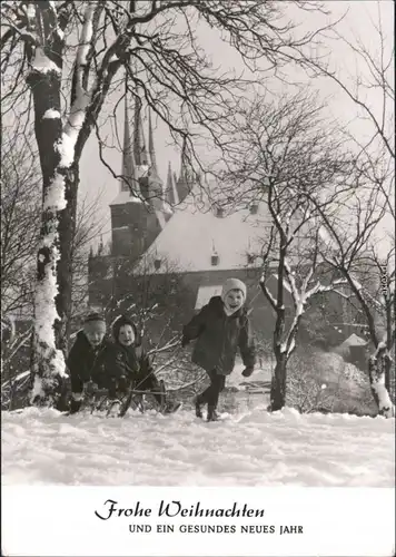 Erfurt Glückwunsch - Weihnachten und Neujahr: Winterfreuden am Erfurter Dom 1980