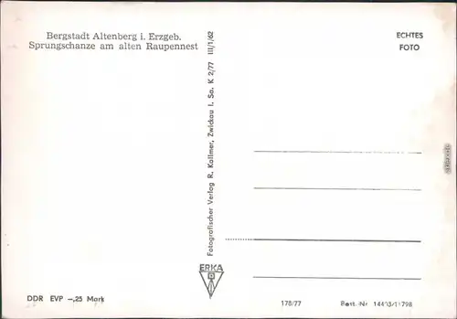 Ansichtskarte Altenberg (Erzgebirge) Sprungschanze am alten Raupennest ff 1977