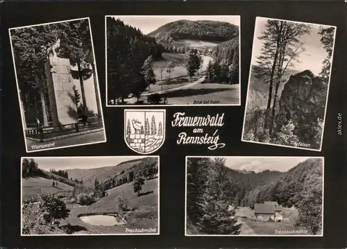 Frauenwald Monument, Gabel, Tillyfelsen, Fraubachmühle, Tränkbachmühle 1965