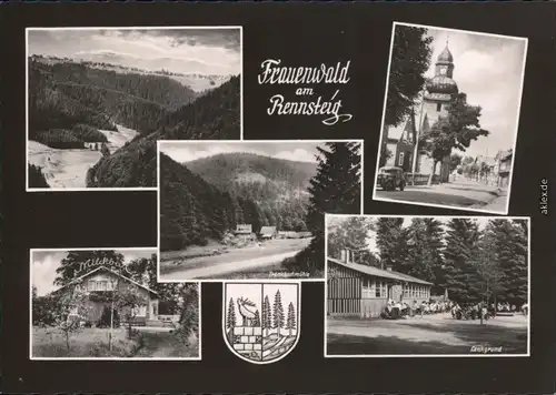 Frauenwald Überblick, Tränkbachmühle, Kirche, Milchbar, Wappen Lenkgrund x 1963