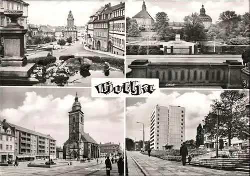 Ansichtskarte Gotha Rathaus, Schloß, Margaretenkirche, Hochhaus 1971