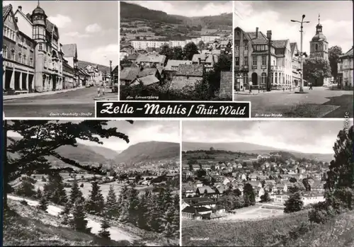 Zella-Mehlis Louis-Anschütz-Straße, Am Schwarzberg, Blick zur Kirche  1976