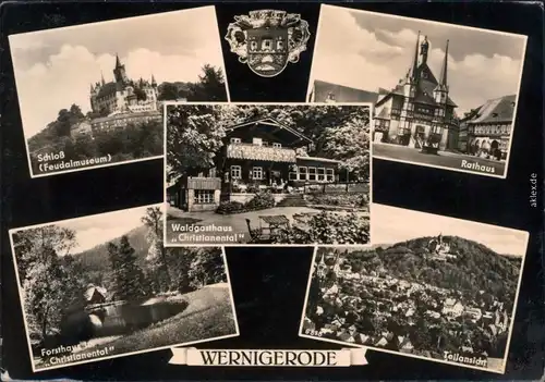 Wernigerode Schloss, Waldgasthaus, Rathaus, Forsthaus, Teilansicht 1959 