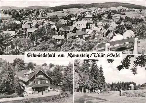 Ansichtskarte Schmiedefeld (Rennsteig) Panorama-Ansichten, Gasthof 1978