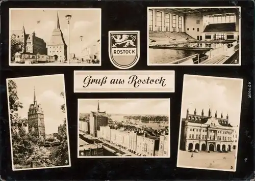 Rostock Steintor, Schwimmhalle, Köpeliner Tor, Langestraße, Rathaus 1964