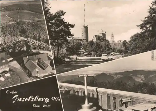 Ansichtskarte Brotterode Großer Inselberg mit Wetterwarte und Gasthaus 1966