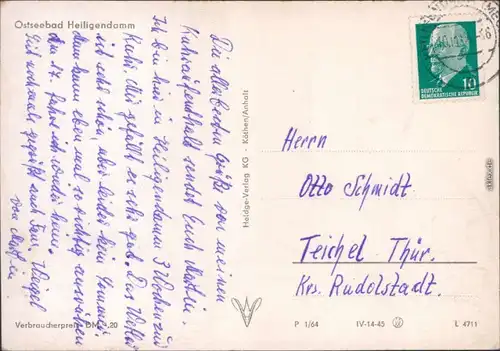 Ansichtskarte Heiligendamm-Bad Doberan Meer - Ferienanlagen und Strand 1964