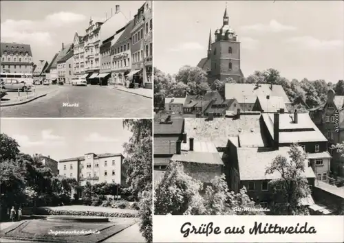 Ansichtskarte Mittweida Markt, Ingenieurhochschule, Alt-Mittweida 1974