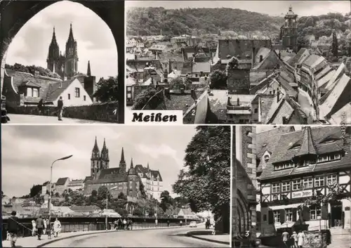 Meißen Domblick, Alt-Meißen, Historische Gedenkstätte am Markt, Elbbrücke 1974