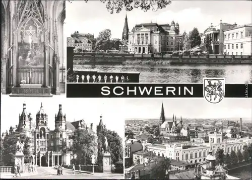 Ansichtskarte Schwerin Schloss, Kirche, Panorama-Ansicht 1983