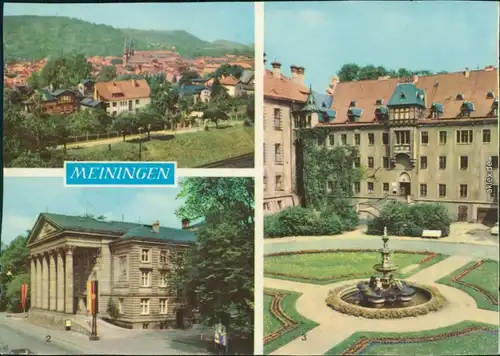 Meiningen Übersicht, Meininger Theater, Schloßhof mit Brunnen 1966