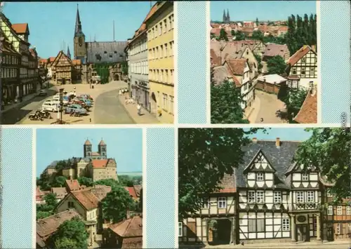 Quedlinburg Markt, Panorama-Ansicht, Teilansicht, Klopstockhaus 1968