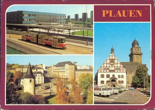 Plauen (Vogtland) Oberer Bahnhof, Otto-Grotewohl-Platz, Rathaus 1982