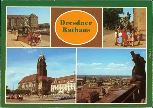 Dresden   Rathauseingang, Plastik des Bacchus am  Dresden-Neustadt g1985