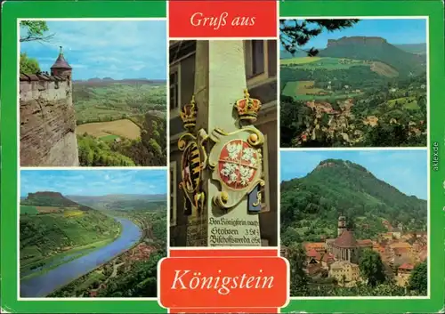 Königstein (Sächsische Schweiz) Blick vom Königstein, Lilienstein  g1986
