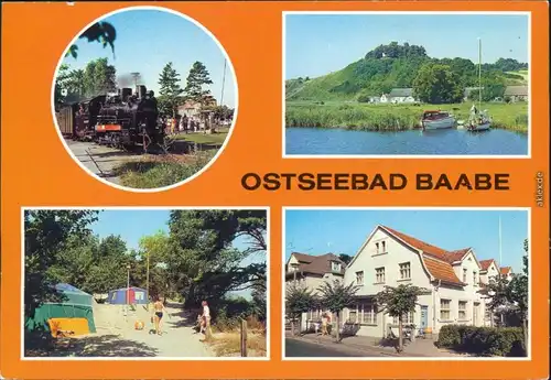 Baabe Kleinbahn, Blick zur Moritzburg, Zeltplatz, FDGB-Erholungsheim  1985