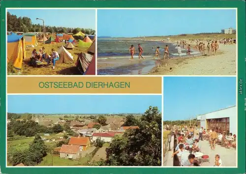 Dierhagen Campingplatz, Strand, Blick auf Ort, HO-Gaststätte "Strandhalle" g1986