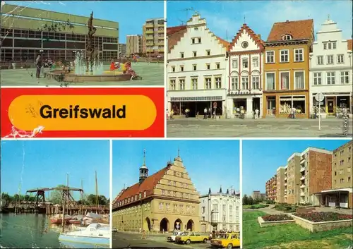 Greifswald Plastik vor der neuen Sporthalle, Neubaugebiet Schönwalde II 1981