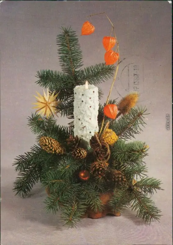 Ansichtskarte Glückwunsch - Weihnachten und Neujahr mit Zweig und
