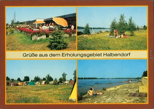 Ansichtskarte Halbendorf-Groß Düben Gaststätte, Strand, Campingplatz 1988