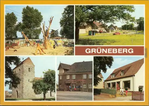 Grünberg-Ponitz Kinderspielplatz, Dorfstraße, Kirche  und Gatsstätte 1990