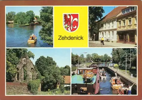 Ansichtskarte Zehdenick Schleuse, Klosterstraße, Klosterruine, Schleuse 1989