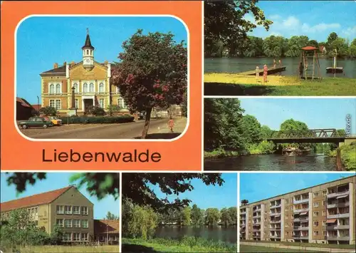 Liebenwalde Rathaus am Markt, Freibad  Neubauten an der Zehdenicker Straße 1982