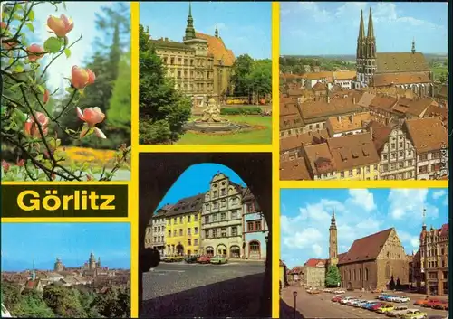 Görlitz Im Stadtpark Norden Blick über die Stadt, Untermarkt, Leninplatz 1980